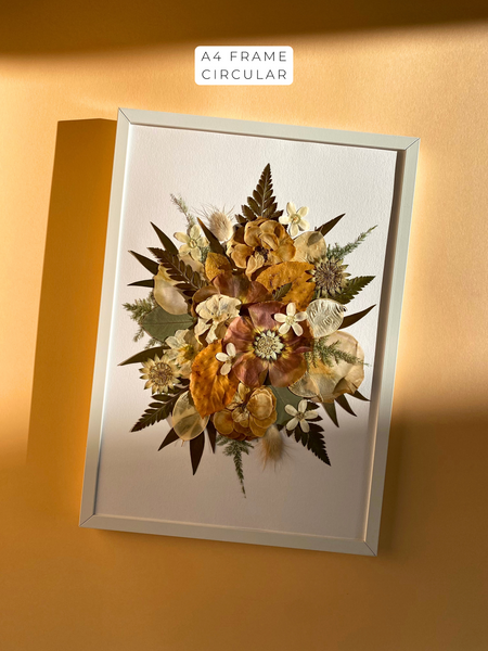 Preservation of your wedding flowers into a frame