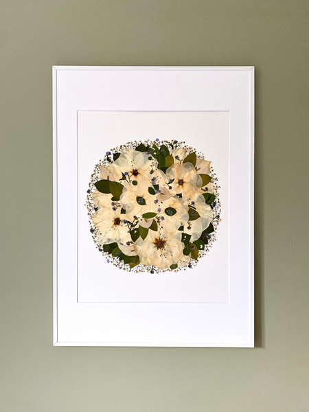 Preservation of your wedding flowers into a large frame