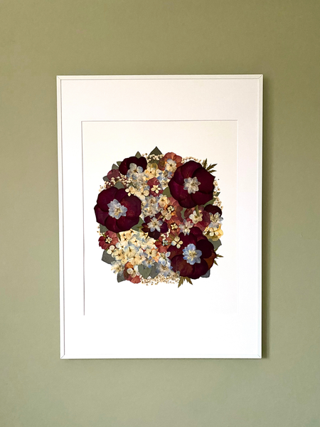 Preservation of your wedding flowers into a large frame