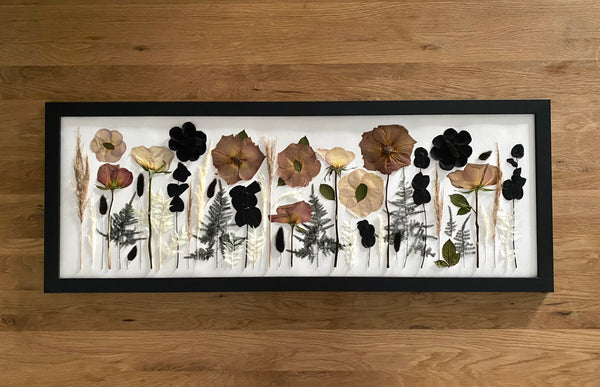 Preservation of your wedding flowers into a panoramic frame