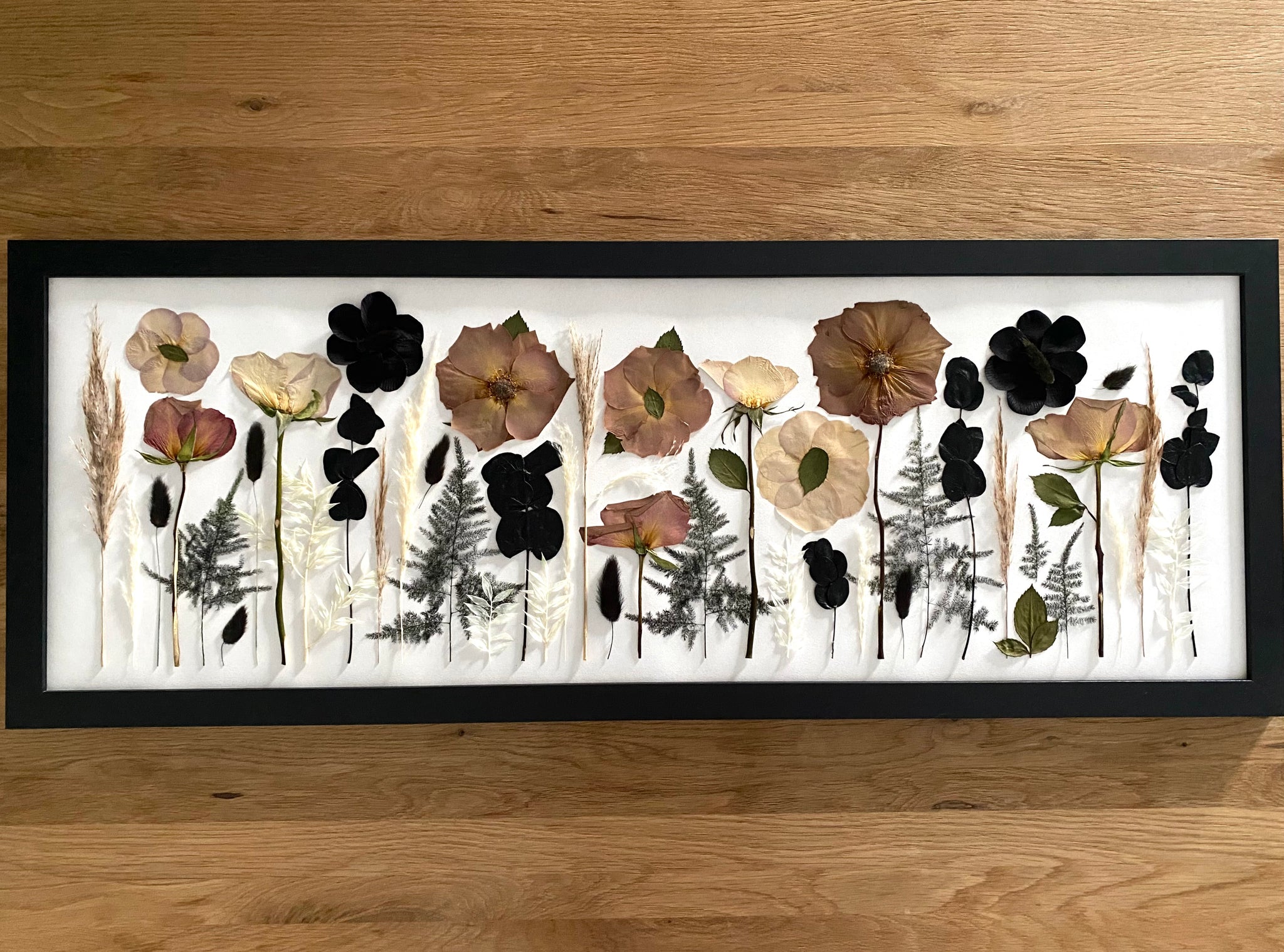 Preservation of your wedding flowers into a panoramic frame