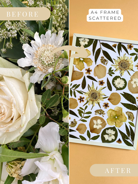 Preservation of your wedding flowers into a frame