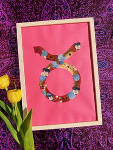 Zodiac Star Sign Pressed Flower Framed Art